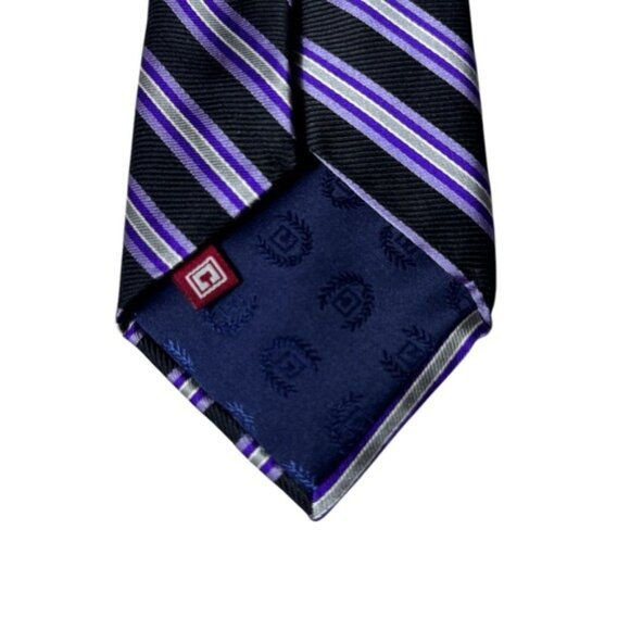 Ralph Lauren Chaps Silk Tie Quiet Luxury Old Money Striped Purple Formal - Picture 5 of 7